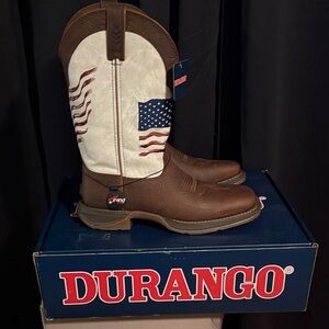 Durango Men's Brown and Cream Flag Western Boots